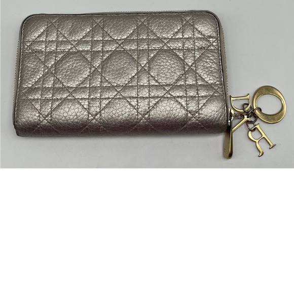 Christian Dior Lady Dior Leather Cannage Quilted Zip-Around Wallet w/ Logo Charm - Picture 1 of 8